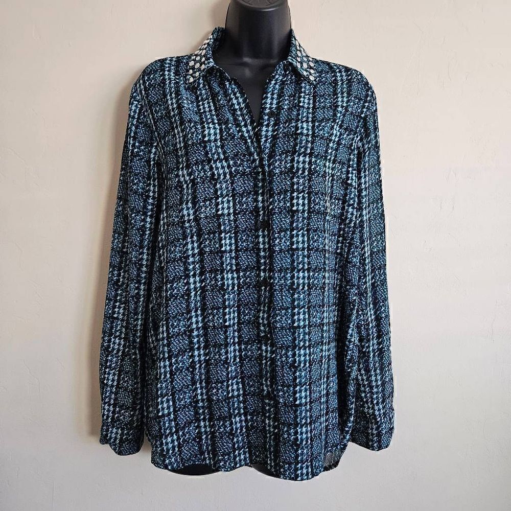 Michael Kors Sheer Embellished Button Down Shirt